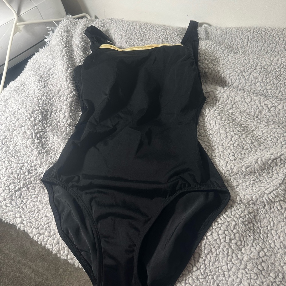 Swimsuit one piece black with Yellow Accent